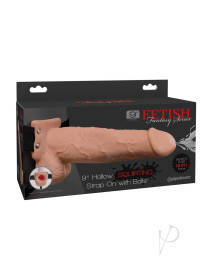 Ff Hollow Squirt Strapon W/balls 9 Fl