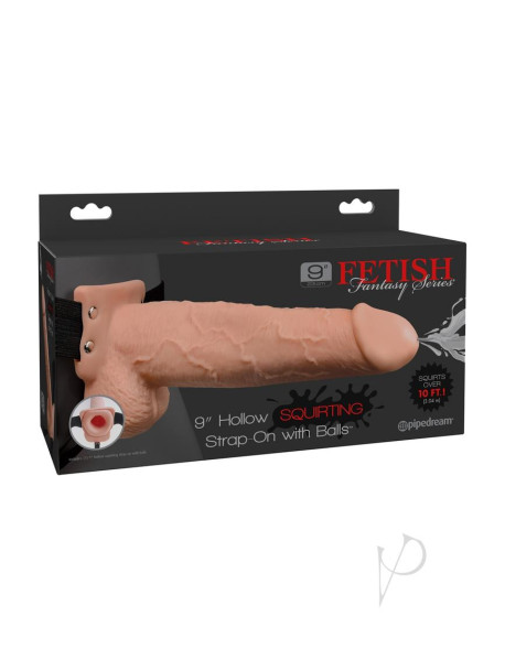 Ff Hollow Squirt Strapon W/balls 9 Fl