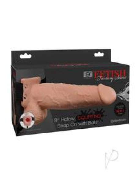 Ff Hollow Squirt Strapon W/balls 9 Fl