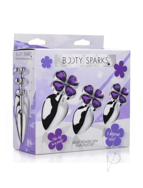 Bootyspark Violet Flower Gem Plug Set