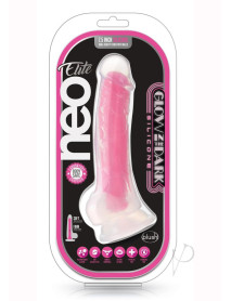 Neo Elite Gitd Dd Cock W/balls 7.5 Pnk