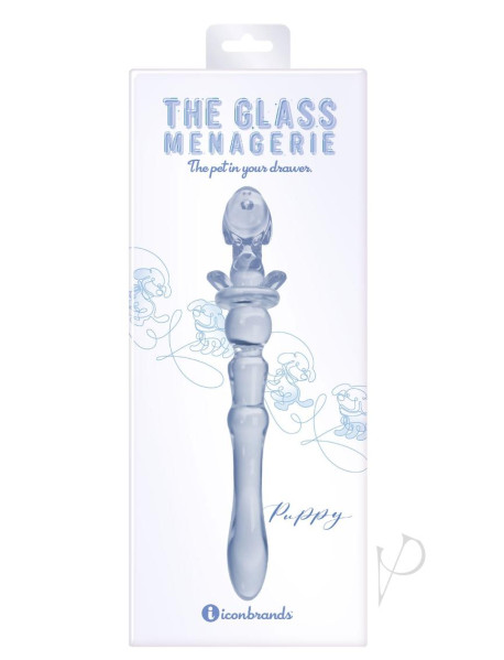 Glass Menage Puppy Dildo Blue(disc)