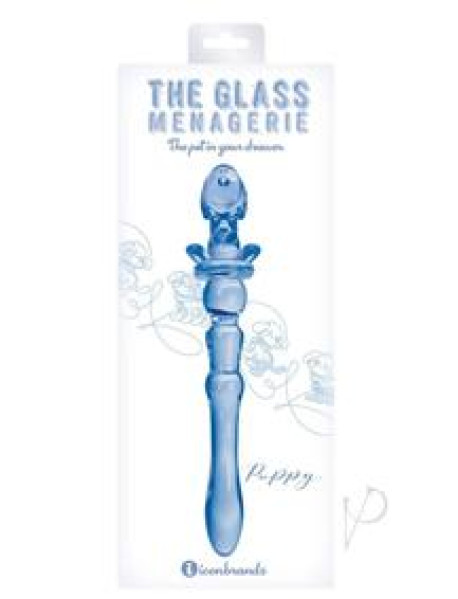 Glass Menage Puppy Dildo Blue(disc)