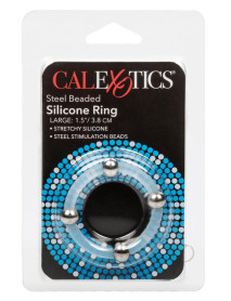 Steel Beaded Silicone Ring Lg