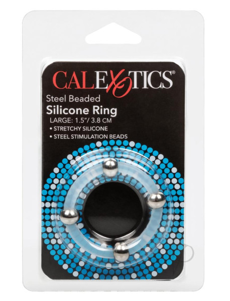 Steel Beaded Silicone Ring Lg