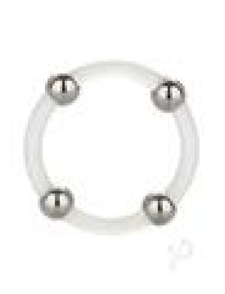 Steel Beaded Silicone Ring Lg