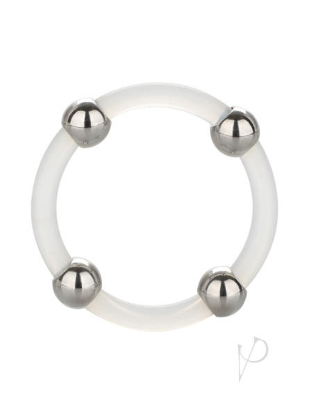 Steel Beaded Silicone Ring Lg