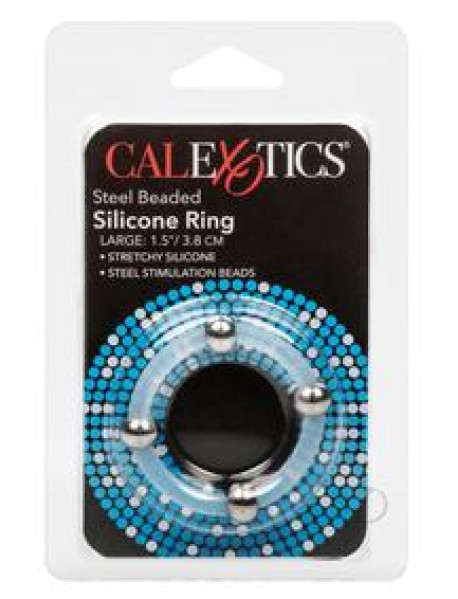 Steel Beaded Silicone Ring Lg
