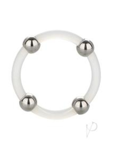 Steel Beaded Silicone Ring Lg