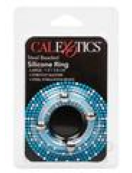 Steel Beaded Silicone Ring Lg