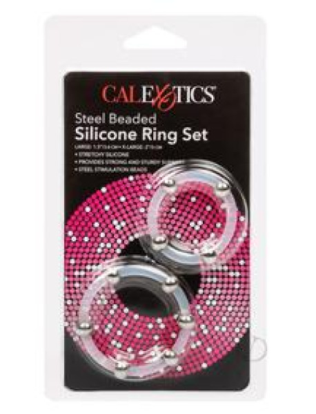 Steel Beaded Silicone Ring Set