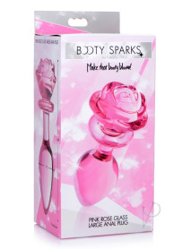 Booty Sparks Pink Rose Glass Plug Lg