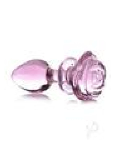Booty Sparks Pink Rose Glass Plug Lg
