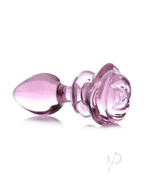 Booty Sparks Pink Rose Glass Plug Lg