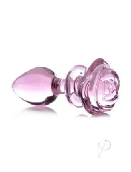 Booty Sparks Pink Rose Glass Plug Lg