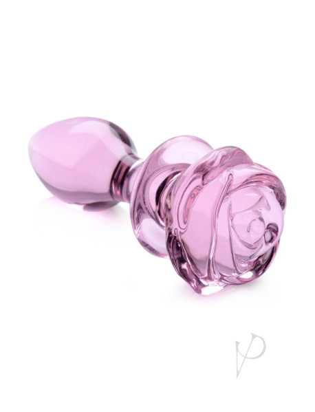 Booty Sparks Pink Rose Glass Plug Md