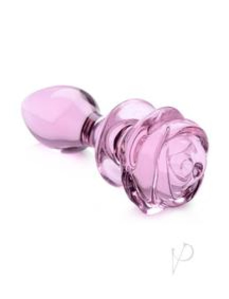 Booty Sparks Pink Rose Glass Plug Md