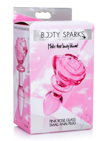 Booty Sparks Pink Rose Glass Plug Sm