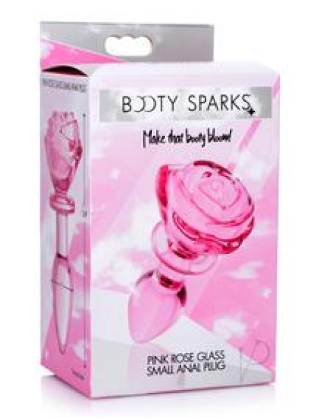 Booty Sparks Pink Rose Glass Plug Sm