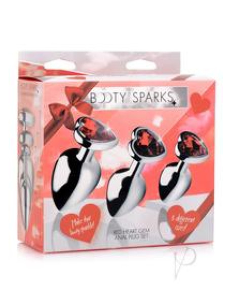 Booty Sparks Red Heart Plug Set Booty Sparks Red Heart Plug Set