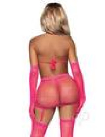 Rhinestone Garter/bikini 5pc Os Pink