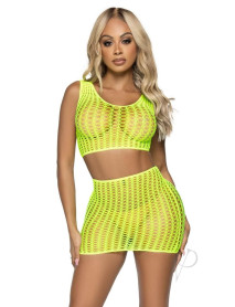 Crochet Tank Top/mini Skirt 2pc Os Yelw