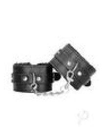 Ouch Plush Bond Leather Hand Cuffs Blk