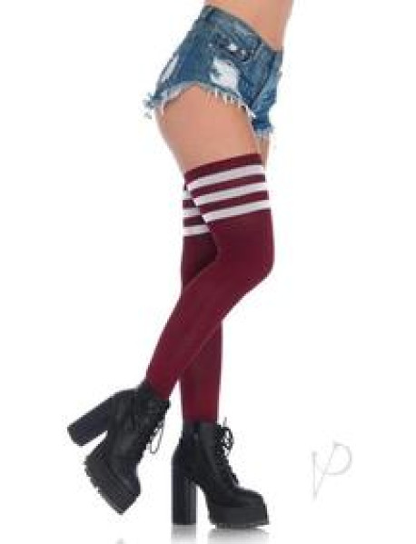 Athlete Thigh Hi 3 Stripe Top Os Burgund Athlete Thigh Hi 3 Stripe Top Os Burgund