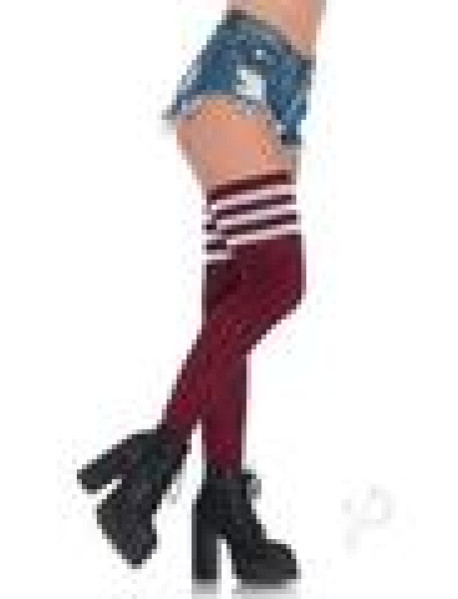 Athlete Thigh Hi 3 Stripe Top Os Burgund Athlete Thigh Hi 3 Stripe Top Os Burgund