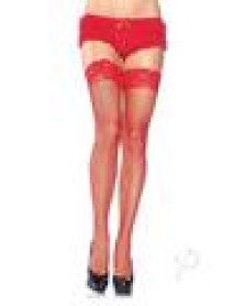 Stay Up Fishnet Lace Thigh Hi Os Red
