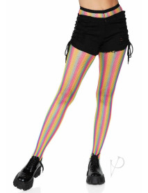 Neon Rainbow Stripe Pantyhose Os