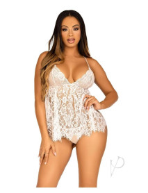 Floral Babydoll Eyelash Gstring Md Wht