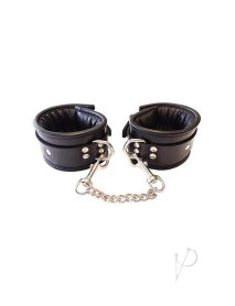 Padded Leather Ankle Cuffs Black