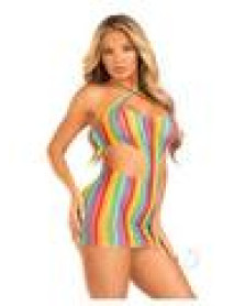 Rainbow Stripe Cross Halter Mini Os