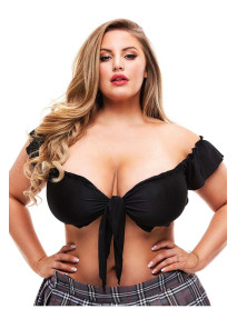 Tp Schoolgirl Tie Top Blk Xl