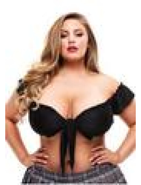Tp Schoolgirl Tie Top Blk Xl