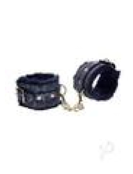 Sandm Cougar Fur Handcuffs Nvy/gld
