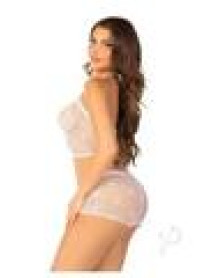 Mini Heart Halter Cami Boy Short Wht Os