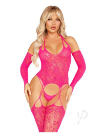 Lace Halter Footless Cami Arm Pnk 2pc