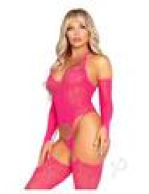 Lace Halter Footless Cami Arm Pnk 2pc