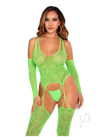 2 Pc Lace Halter Footless Cami Garter Wi