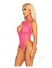Lace Net Key Cross Halter Teddy Pnk Os