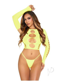 2 Pc Seamless Cut Out Long Sleeve Crop T