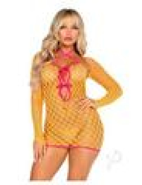 2 Pc Eyelet Net Mini Dress With Tie-fron