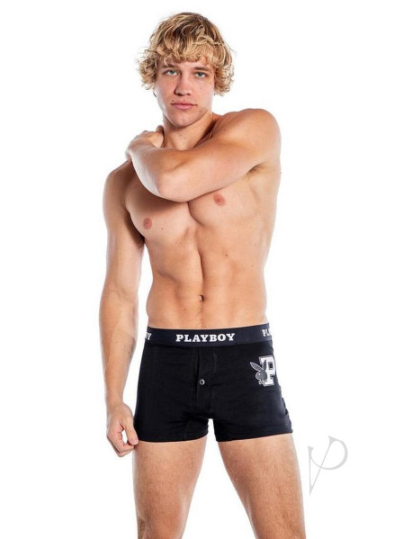 Playboy Mens Varsity Boxer 1x Blk/wht