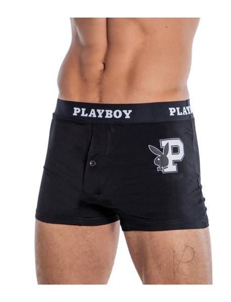 Playboy Mens Varsity Boxer 1x Blk/wht