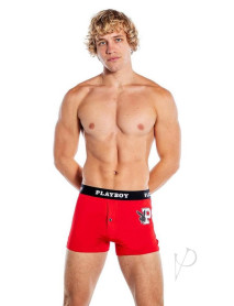 Playboy Mens Varsity Boxer Br Xl Red/wht