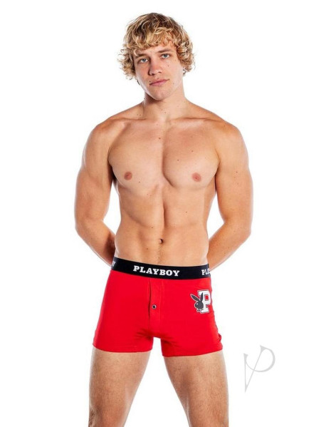 Playboy Mens Varsity Boxer Br Xl Red/wht