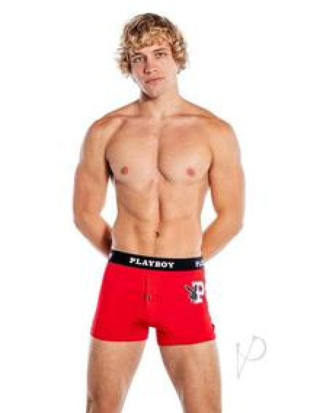 Playboy Mens Varsity Boxer Br Xl Red/wht Playboy Mens Varsity Boxer Br Xl Red/wht
