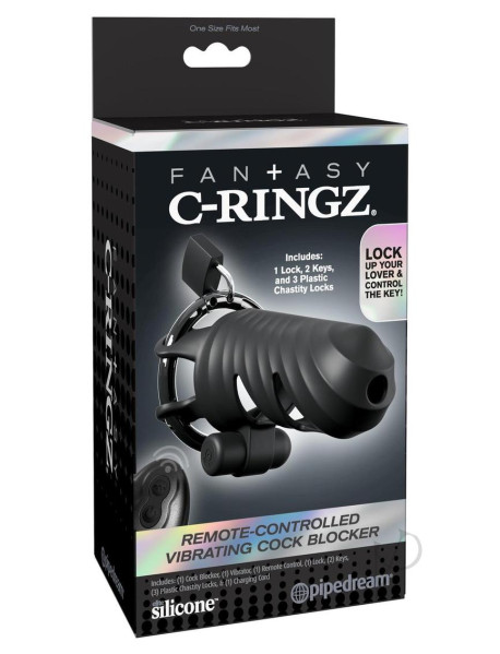 Fantasy Cringz Remote Cock Block Blk Fantasy Cringz Remote Cock Block Blk